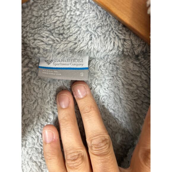 Columbia Full Zip Sweatshirt Small Gray Fuzzy Fleece Jacket Fireside Plush Teddy - Picture 8 of 11